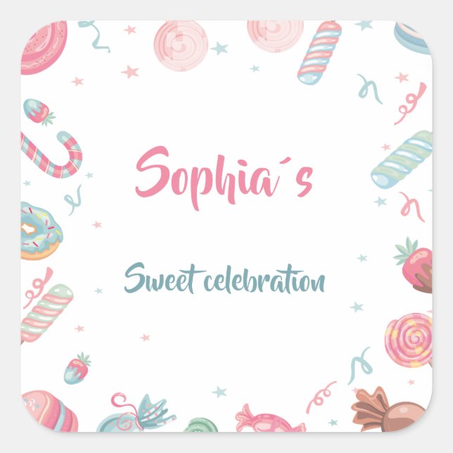 Candyland Editable Stickers Party Favours (Front)