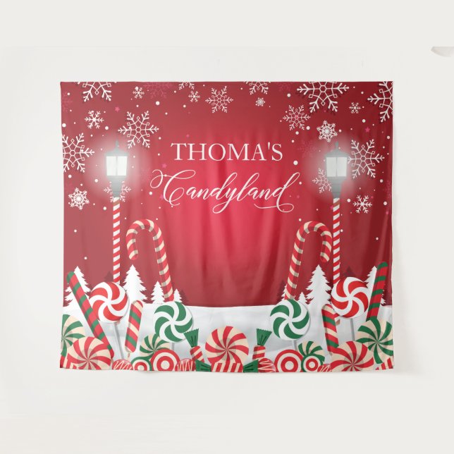 Candyland holidays christmas banner backdrop  tapestry (Front (Horizontal))