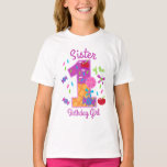 Candyland Sister of the First Birthday lollipop T-Shirt<br><div class="desc">Celebrate baby's first birthday with this special t-shirt,  special and personalised design</div>