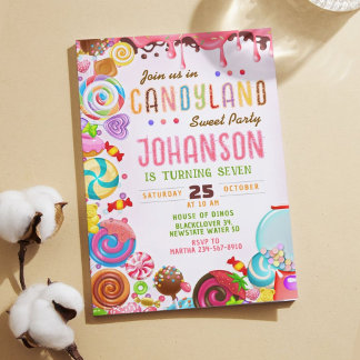 Candyland Sweet Birthday Party Invitation