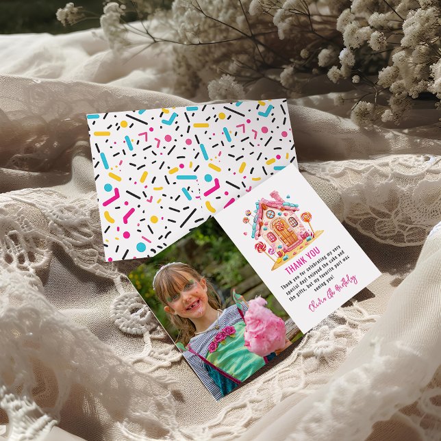 Candyland Sweet Celebration Kids Birthday Part Thank You Card (Candyland Sweet Celebration Kids Birthday Party  thank you card)