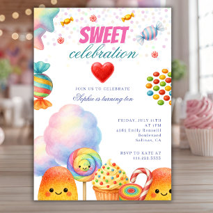 Candyland Sweet Celebration Kids Birthday Party Invitation