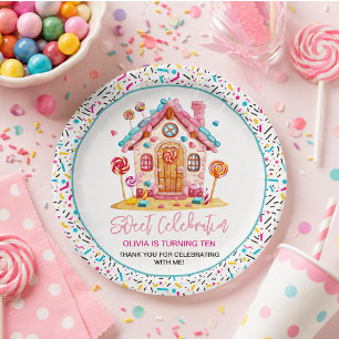 Candyland Sweet Celebration Kids Birthday Party Paper Plate