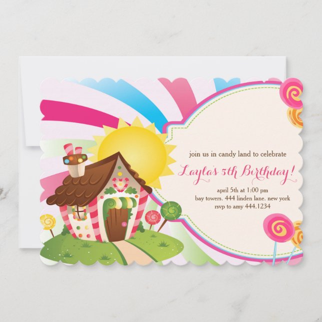 Candyland Sweet Shop Birthday Invitations (Front)