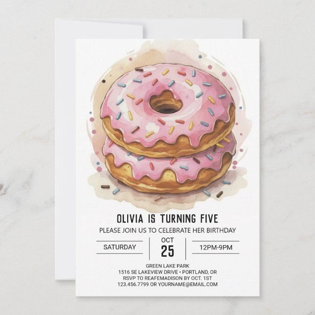 Candyland Sweets Doughnuts Birthday Invitation (Front)