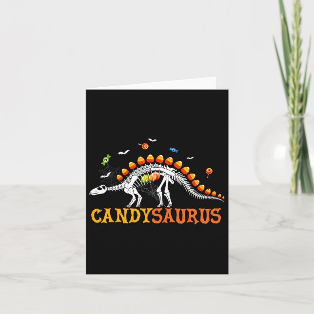 Candysaurus Candy Corn Dinosaur Skeleton Happy Hal Card (Front)