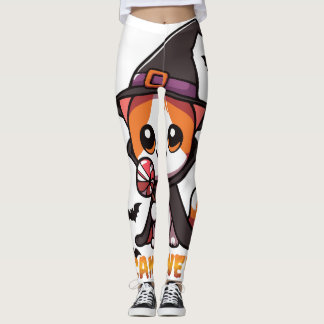 candyween -  cat witch halloween leggings