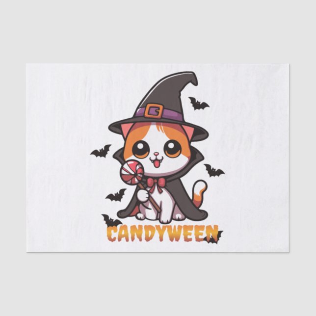 candyween - cat witch halloween tissue paper (Front)