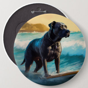 Cane Corso Beach Surfing Painting 6 Cm Round Badge