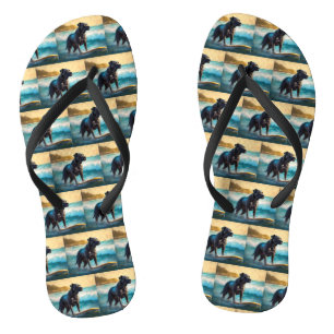 Cane Corso Beach Surfing Painting Jandals