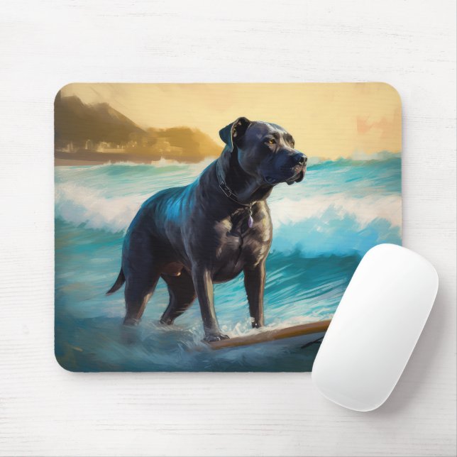 Cane Corso Beach Surfing Painting Mouse Pad (With Mouse)