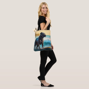 Cane Corso Beach Surfing Painting Tote Bag