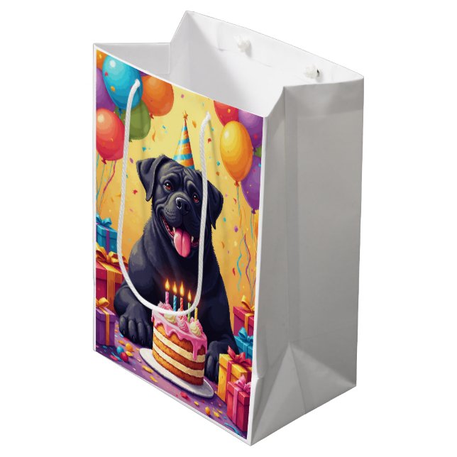 Cane Corso Birthday Celebration Medium Gift Bag (Front Angled)