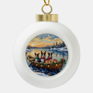 Cane Corso Christmas Boat Holiday Ceramic Ball Christmas Ornament