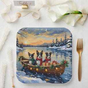 Cane Corso Christmas Boat Holiday Paper Plate