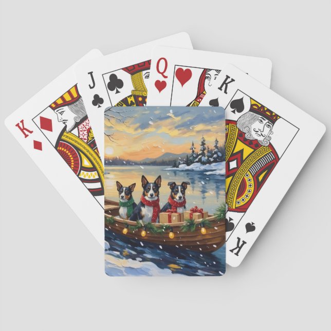 Cane Corso Christmas Boat Holiday Playing Cards (Back)