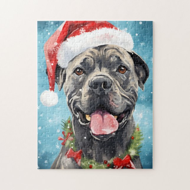 Cane Corso Christmas brush painting artwork Jigsaw Puzzle (Vertical)