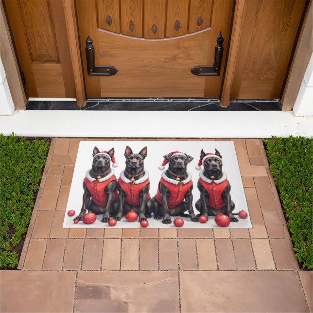 Cane Corso Christmas Dress Santa Hat Doormat (Outdoor)