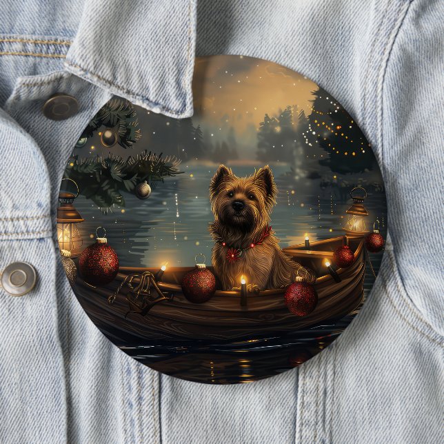 Cane Corso Christmas Festive Voyage 6 Cm Round Badge (In Situ)