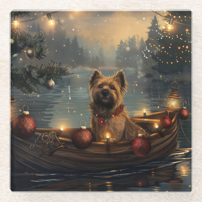 Cane Corso Christmas Festive Voyage Glass Coaster (Front)