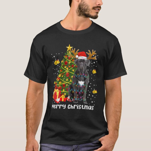 Cane Corso Christmas Lights Tree Santa Xmas Pajama T-Shirt (Front)