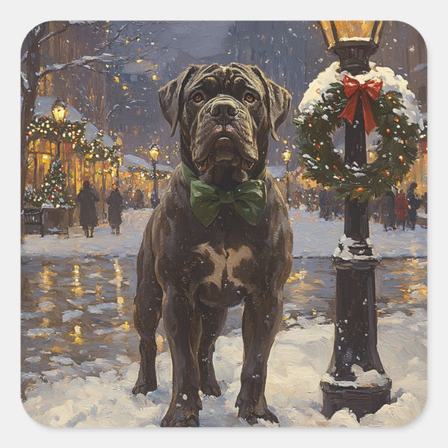 Cane Corso Christmas Square Sticker (Front)