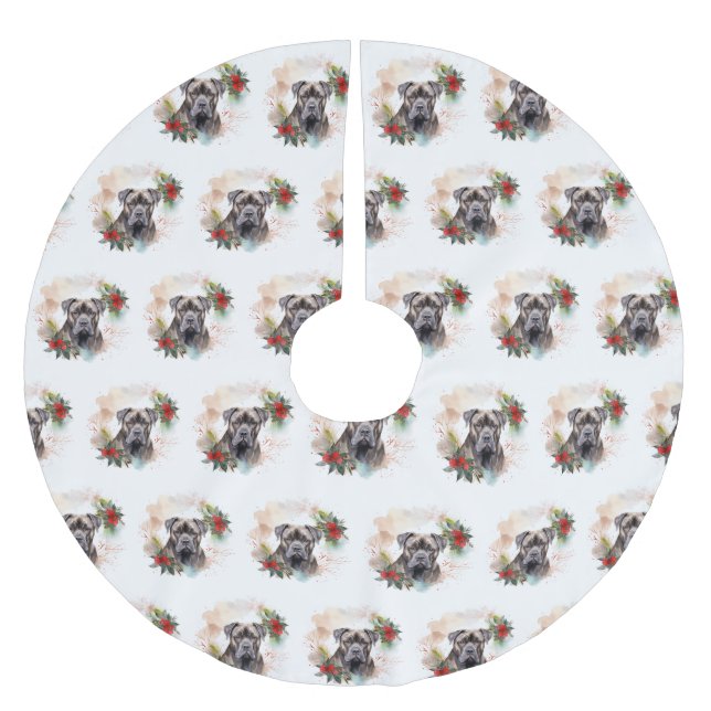 Cane Corso Christmas Wreath Festive Pup Brushed Polyester Tree Skirt (Front)