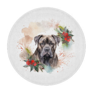 Cane Corso Christmas Wreath Festive Pup Cutting Board