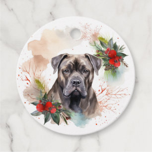 Cane Corso Christmas Wreath Festive Pup Favour Tags