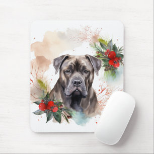 Cane Corso Christmas Wreath Festive Pup Mouse Pad