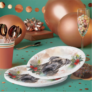 Cane Corso Christmas Wreath Festive Pup Paper Plate