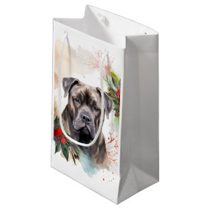 Cane Corso Christmas Wreath Festive Pup Small Gift Bag