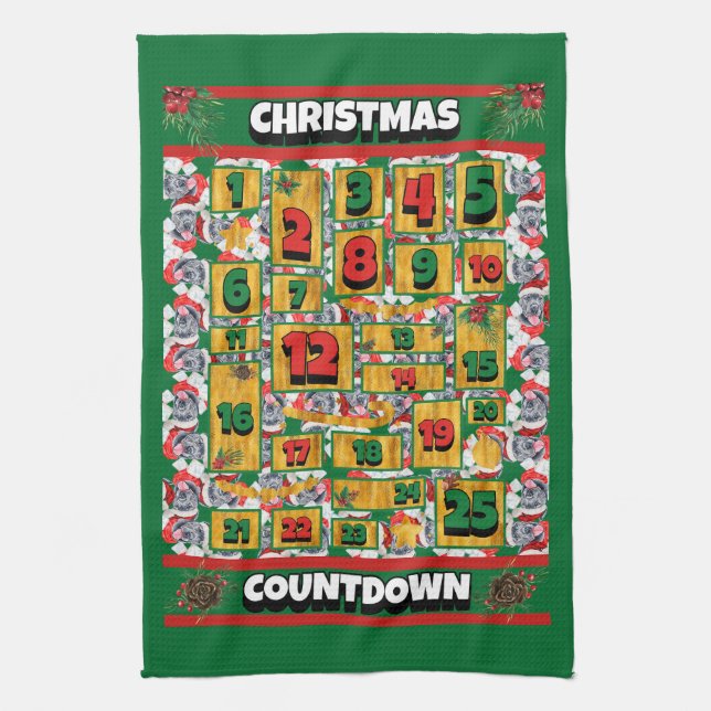 Cane Corso Countdown Christmas Advent Calendar Dog Tea Towel (Vertical)