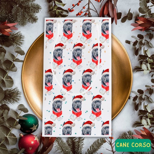 Cane Corso Dog Breed Christmas Stars Small Gift Bag (Creator Uploaded)