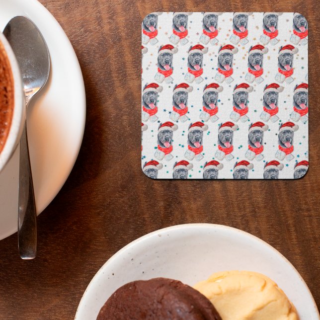 Cane Corso Dog Breed Christmas Stars Square Paper Coaster (Creator Uploaded)