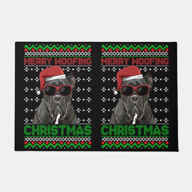 Cane Corso Dog Funny Merry Woofing Christmas Doormat (Front)
