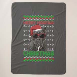 Cane Corso Dog Funny Merry Woofing Christmas Sherpa Blanket