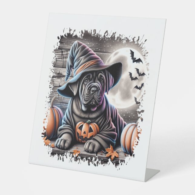 Cane Corso Dog Halloween Pedestal Sign (Front)
