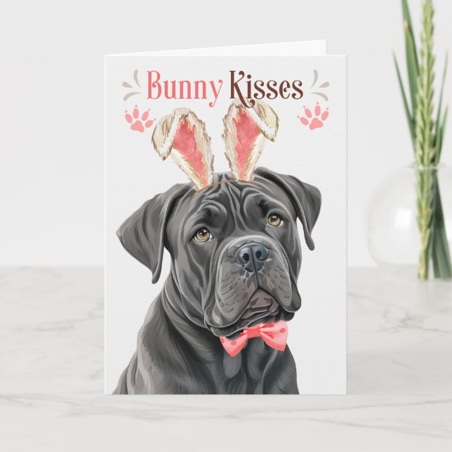 Cane Corso Dog in Bunny Ears for Easter Holiday Card (Front)
