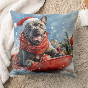 Cane Corso Dog in Sledge Let it Snow Christmas Cushion