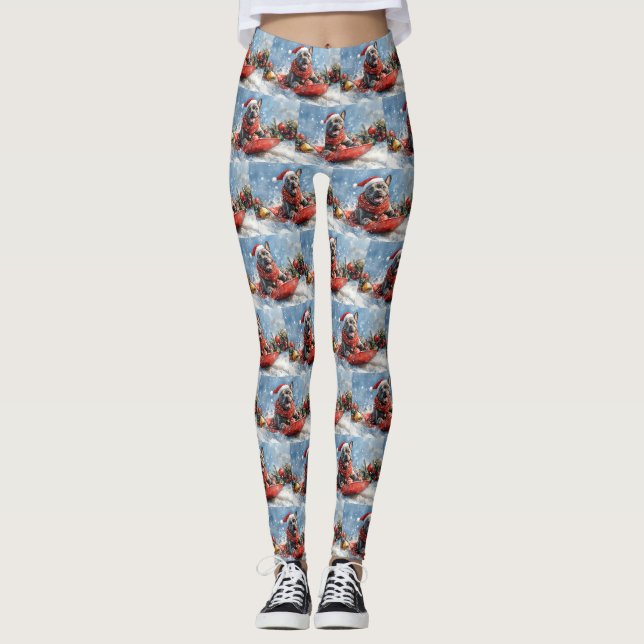 Cane Corso Dog in Sledge Let it Snow Christmas Leggings (Front)