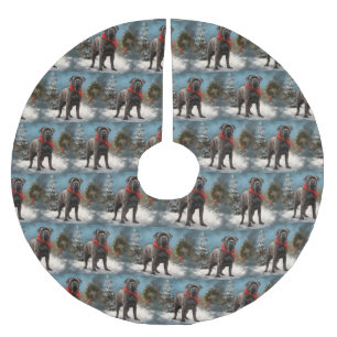 Cane Corso Dog in Snow Christmas  Brushed Polyester Tree Skirt