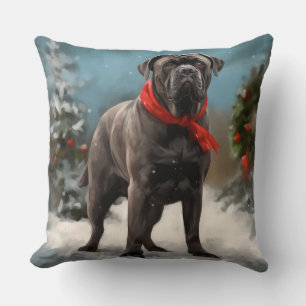Cane Corso Dog in Snow Christmas  Cushion
