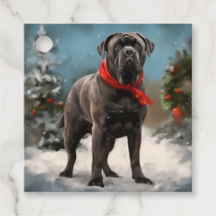 Cane Corso Dog in Snow Christmas Favour Tags
