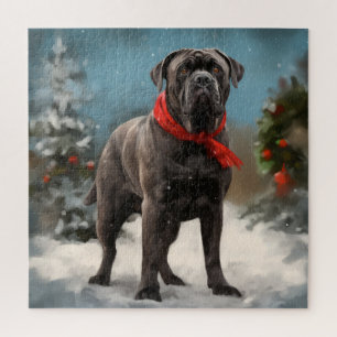 Cane Corso Dog in Snow Christmas Jigsaw Puzzle