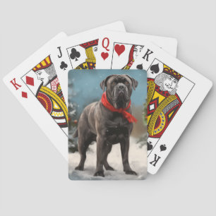 Cane Corso Dog in Snow Christmas Playing Cards