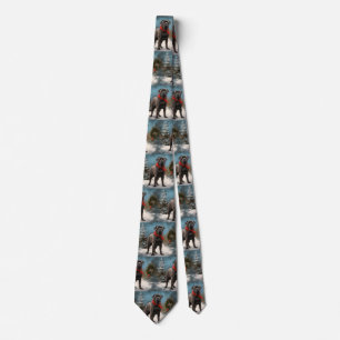 Cane Corso Dog in Snow Christmas Tie