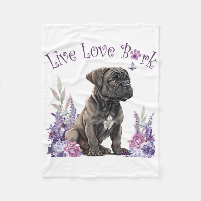 Cane Corso Dog Mum Floral Fleece Blanket (Front)