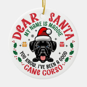 Cane Corso Dog Personalised Christmas Tree Round Ceramic Tree Decoration