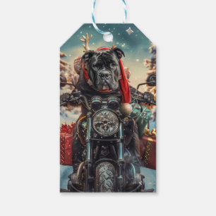 Cane Corso Dog Riding Motorcycle Christmas Gift Tags